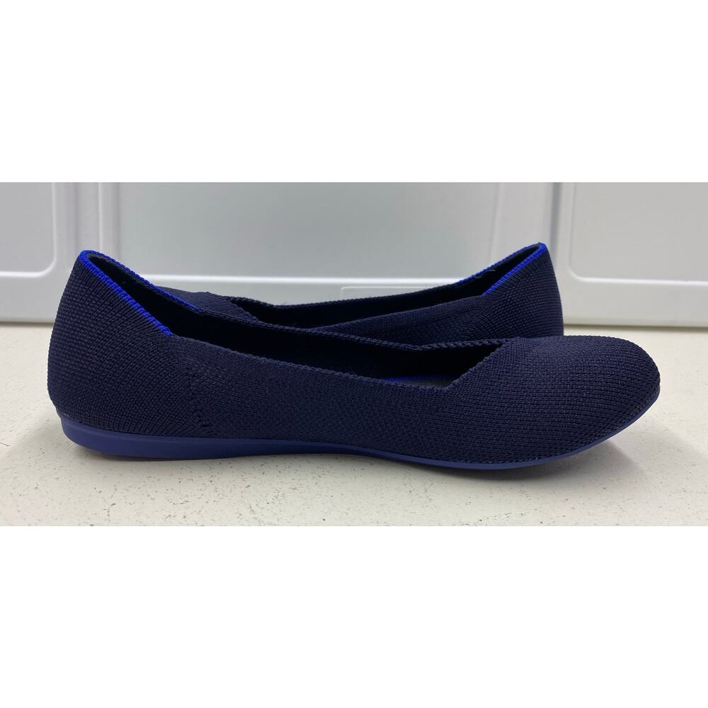 Women Rothy's navy knit rounded toe slip-on casual ballet flats shoes, 6 - Picture 3 of 7